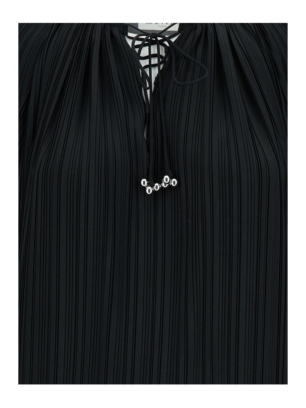 Lanvin Women Long Sleeve Pleated Blouse Open Neck
