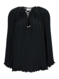 Lanvin Women Long Sleeve Pleated Blouse Open Neck