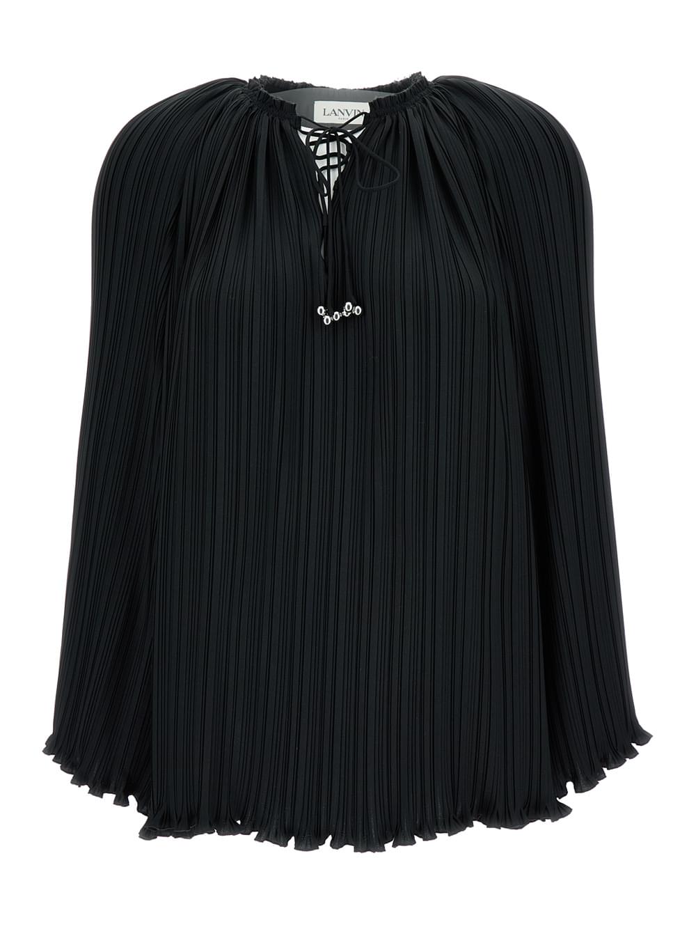 Lanvin Women Long Sleeve Pleated Blouse Open Neck