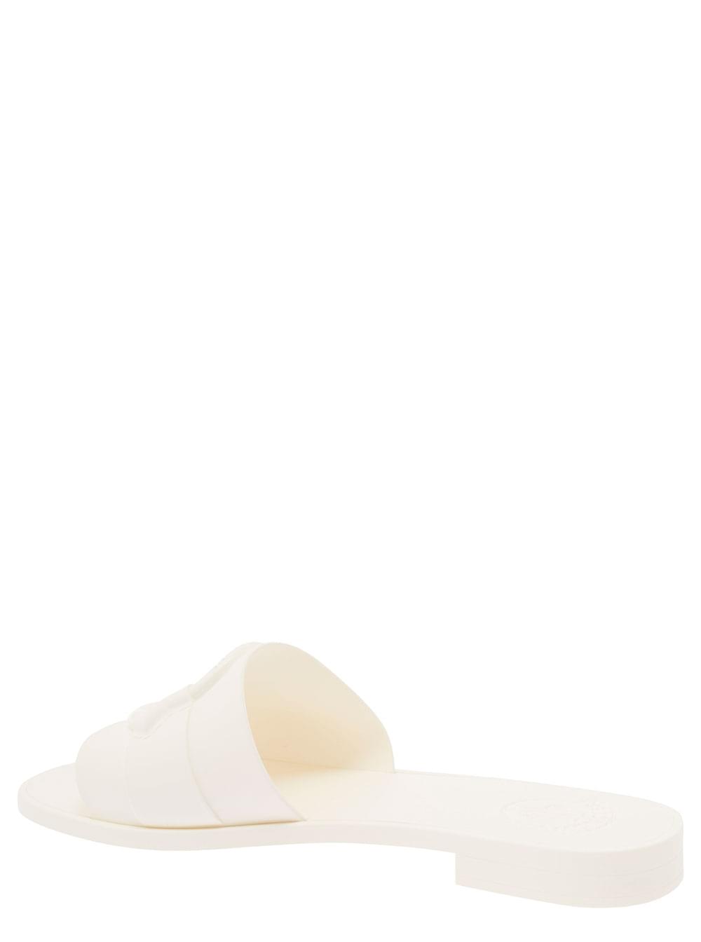 Moncler Women 'Mon' White Slide With Heel In Rubber Woman