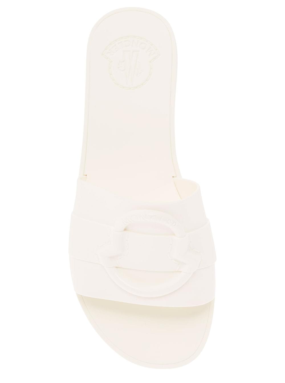 Moncler Women 'Mon' White Slide With Heel In Rubber Woman