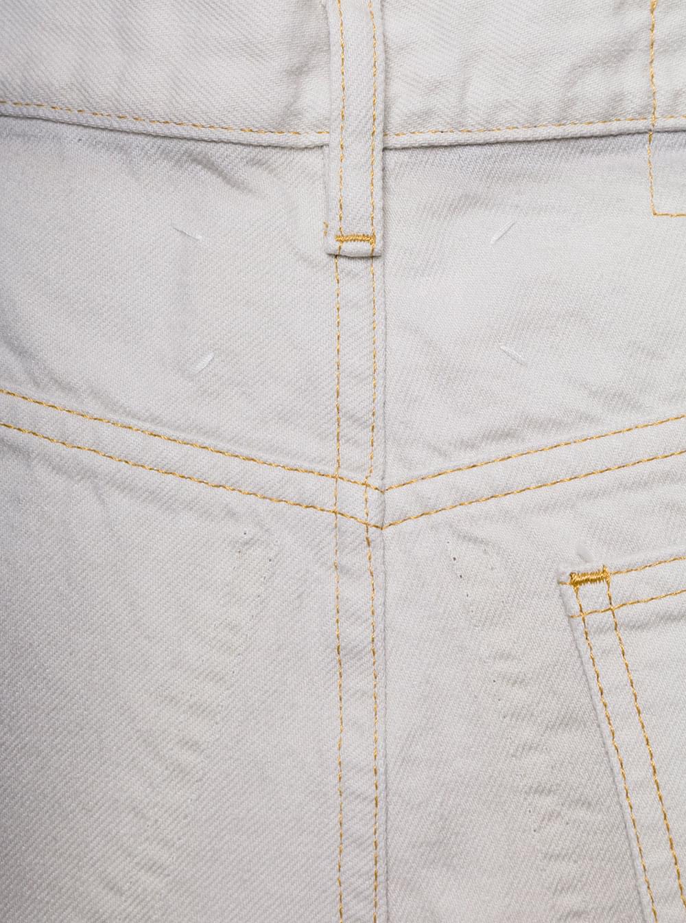 Maison Margiela Women White 5-Pocket Style Straight Jeans With Contrasting Stitching In Cotton Denim Woman