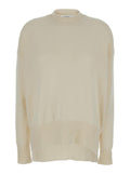 Jil Sander Women Beige Ribbed Pullover In Cashmere Woman
