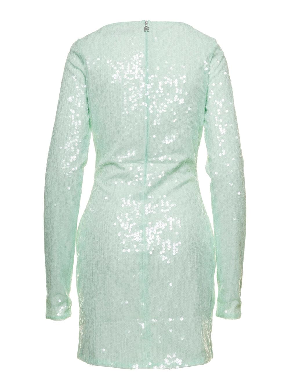 Rotate Women Mini Green Dress With All-Over Sequins In Recycled Fabric Woman