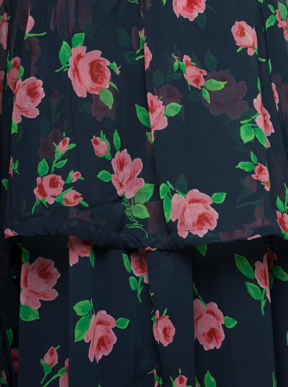 Rotate Women Maxi Multicolor Dress With All-Over Roses Print In Chiffon Woman