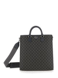 Gucci Men 'Ophidia Gg Media' Black And Grey Tote Bag In Gg Supreme Canvas Man