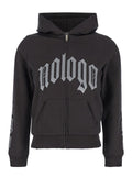 Balenciaga Women Black Zip-Up Hoodie With No Logo Gothic Print In Jersey Woman