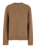 Jil Sander Women Oversized Beige Sweater With Ribbed Trim In Wool Woman