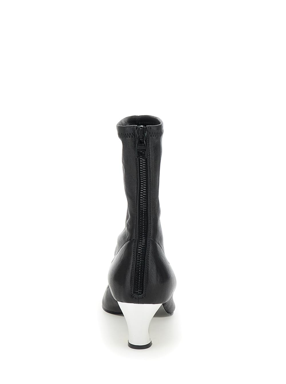 Alexander Mcqueen Women 'Armadillo' Black Ankle Boots With Golden Heel In Smooth Leather Woman
