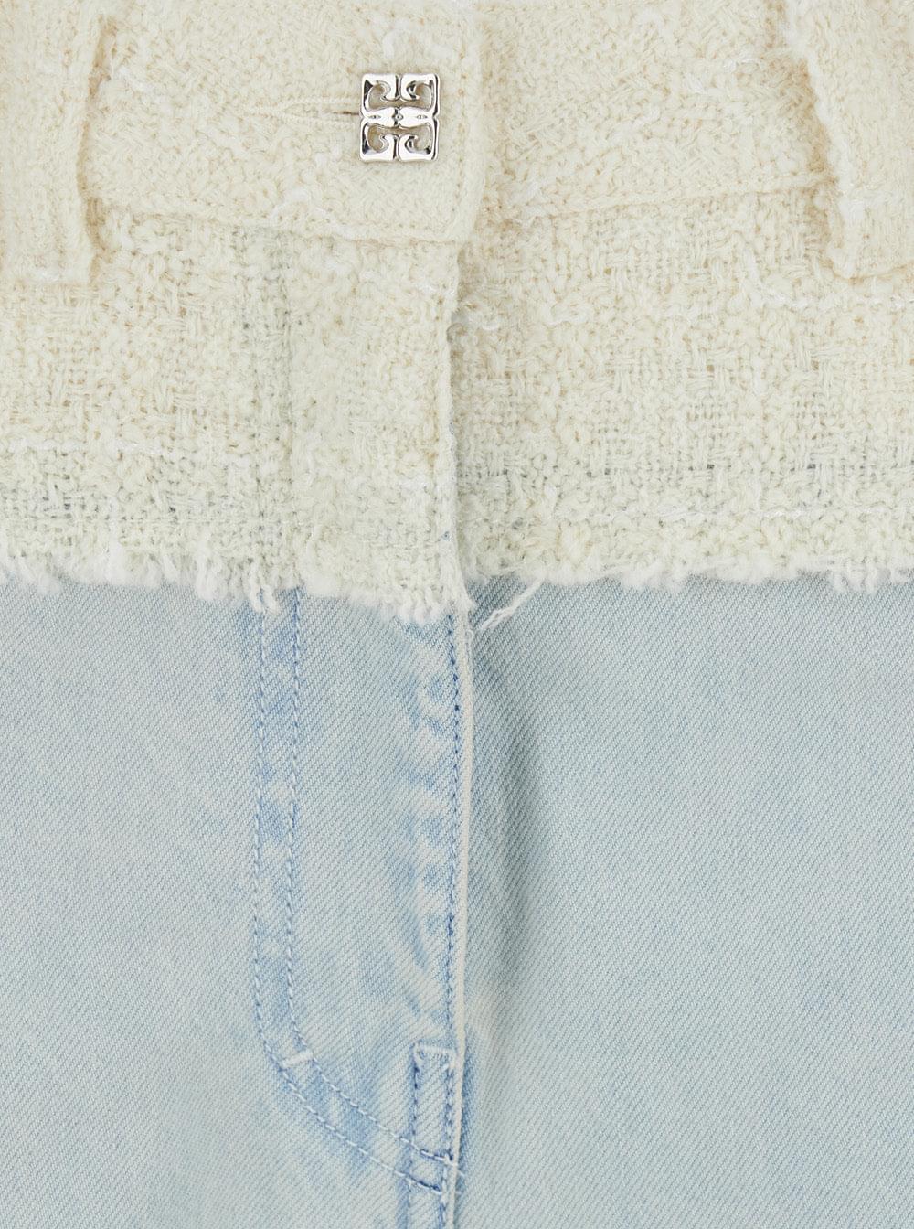 Givenchy Women Blue Jeans With Tweed Waist In Denim Woman