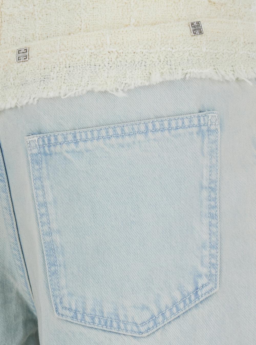 Givenchy Women Blue Jeans With Tweed Waist In Denim Woman