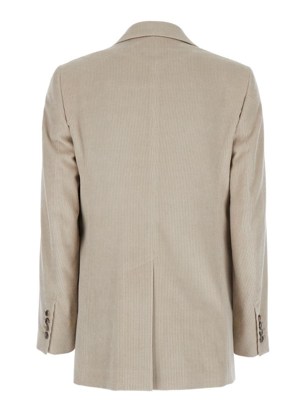 Max Mara Women 'Kuban' Beige Single-Breasted Jacket With Notched Revers In Cotton Blend Woman