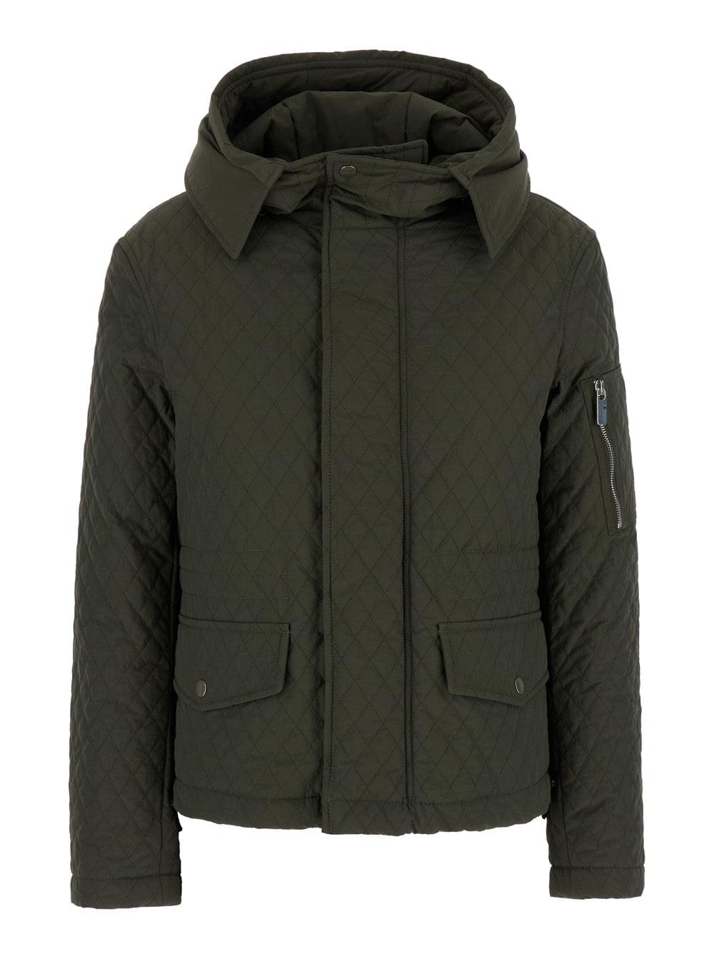 Burberry Women Green Quilted Jacket With Ekd Logo Detail In Cotton Blend Woman