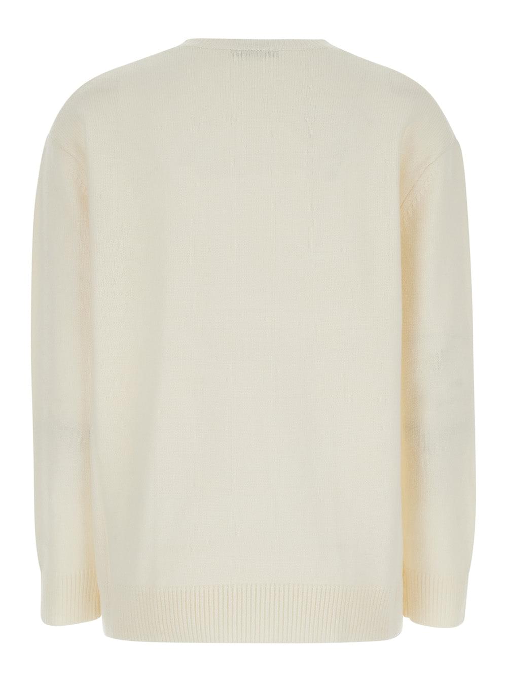 Max Mara Women White Sweater With 1951 Logo In Wool And Cashmere Woman