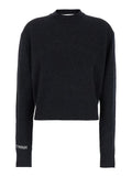 Sportmax Women 'Agadir' Black Crewneck Sweater With Logo Lettering On The Sleeve In Wool And Cashmere Woman