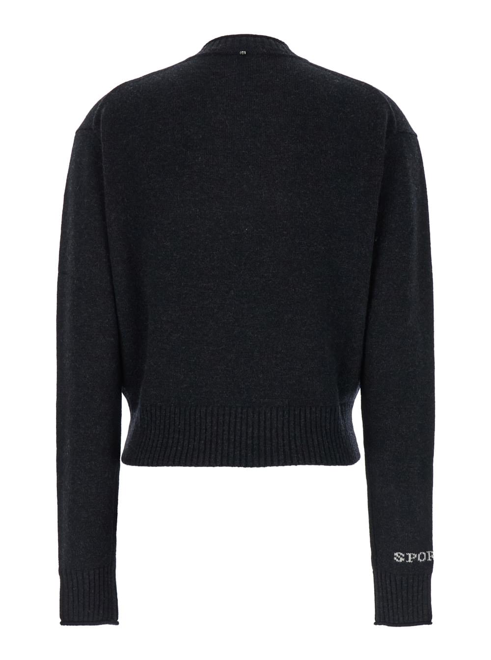 Sportmax Women 'Agadir' Black Crewneck Sweater With Logo Lettering On The Sleeve In Wool And Cashmere Woman