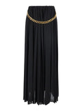 Balenciaga Women Black Long Pleaded Skirt With Belt In Tech Fabric Woman