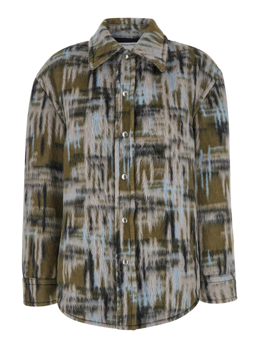 Bottega Veneta Women Multicolor Overshirt With Pointed Collar In Brushed Wool Woman