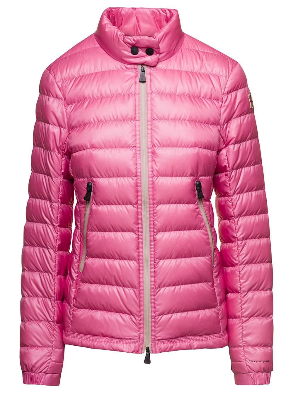 Moncler Grenoble Women 'Walibi' Pink Down Jacket With Logo Patch In Polyamide Woman