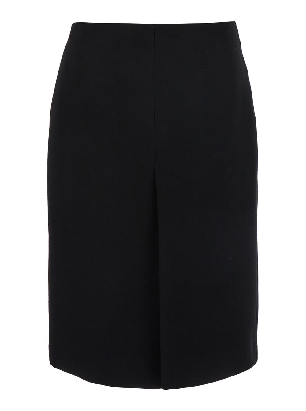 Gucci Women Black High Waist Skirt With Logo Lettering On Waist And Zip Puller In Wool Woman