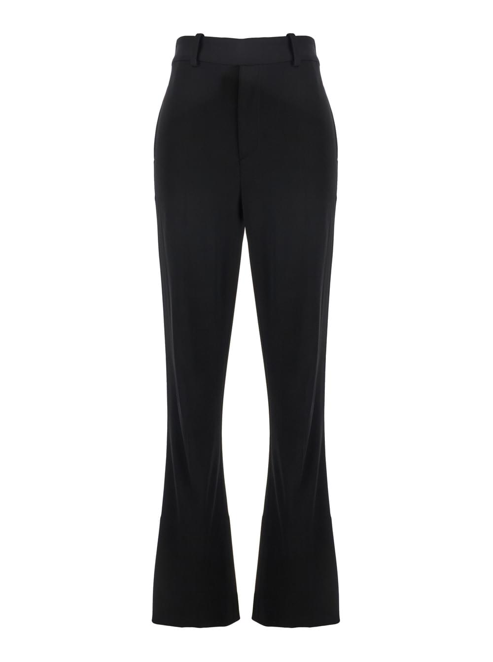 Bottega Veneta Women Black Flared Pants With Belt Loops In Viscose Blend Woman