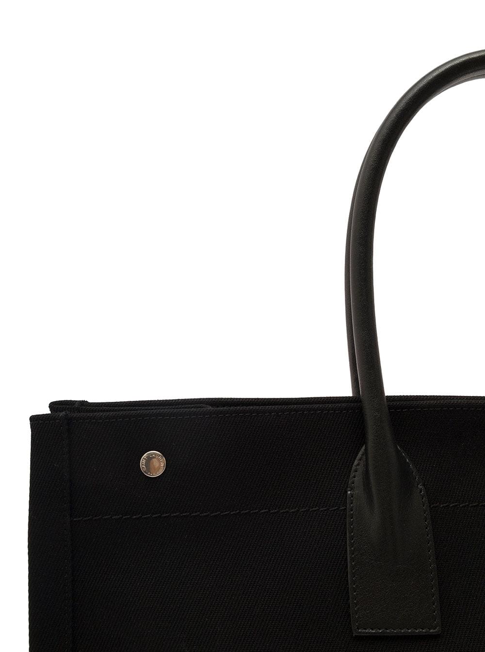 Saint Laurent Men 'Big Rive Gauche' Black Tote Bag With Contrasting Logo Print In Cotton Man