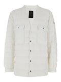 Rick Owens X Moncler Men White Down Jacket With Logo Patch On The Sleeve And Snap Buttons In Tech Fabric Man