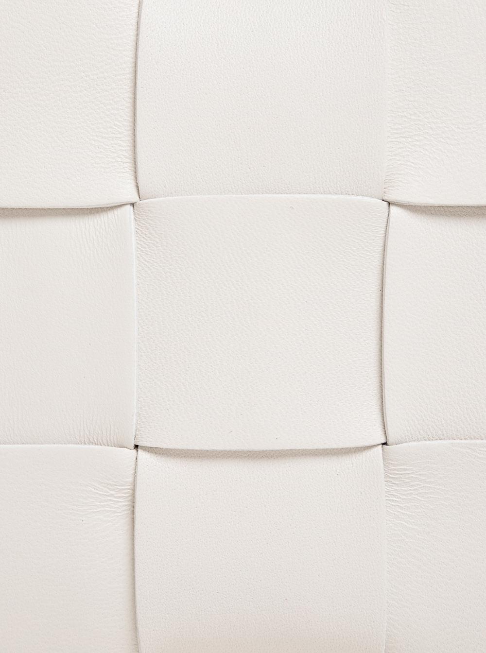 Bottega Veneta Women Cassette White Leather Crossbody Bag In Intreccio Nappa Leather