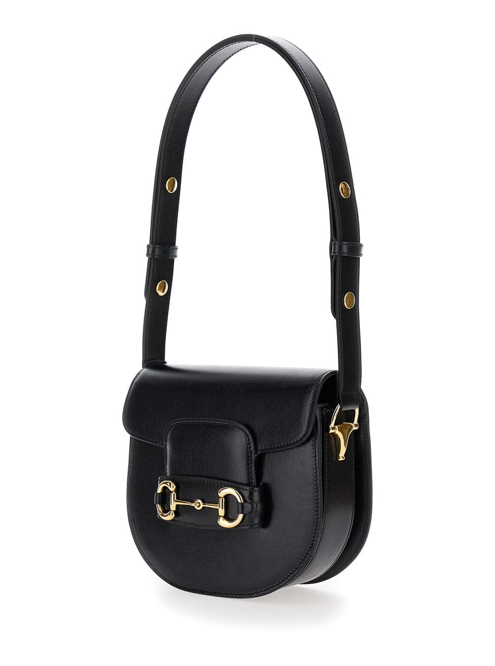 Gucci Women 'Gucci Horsebit 1955' Mini Black Shoulder Bag With Horsebit Detail In Leather Woman