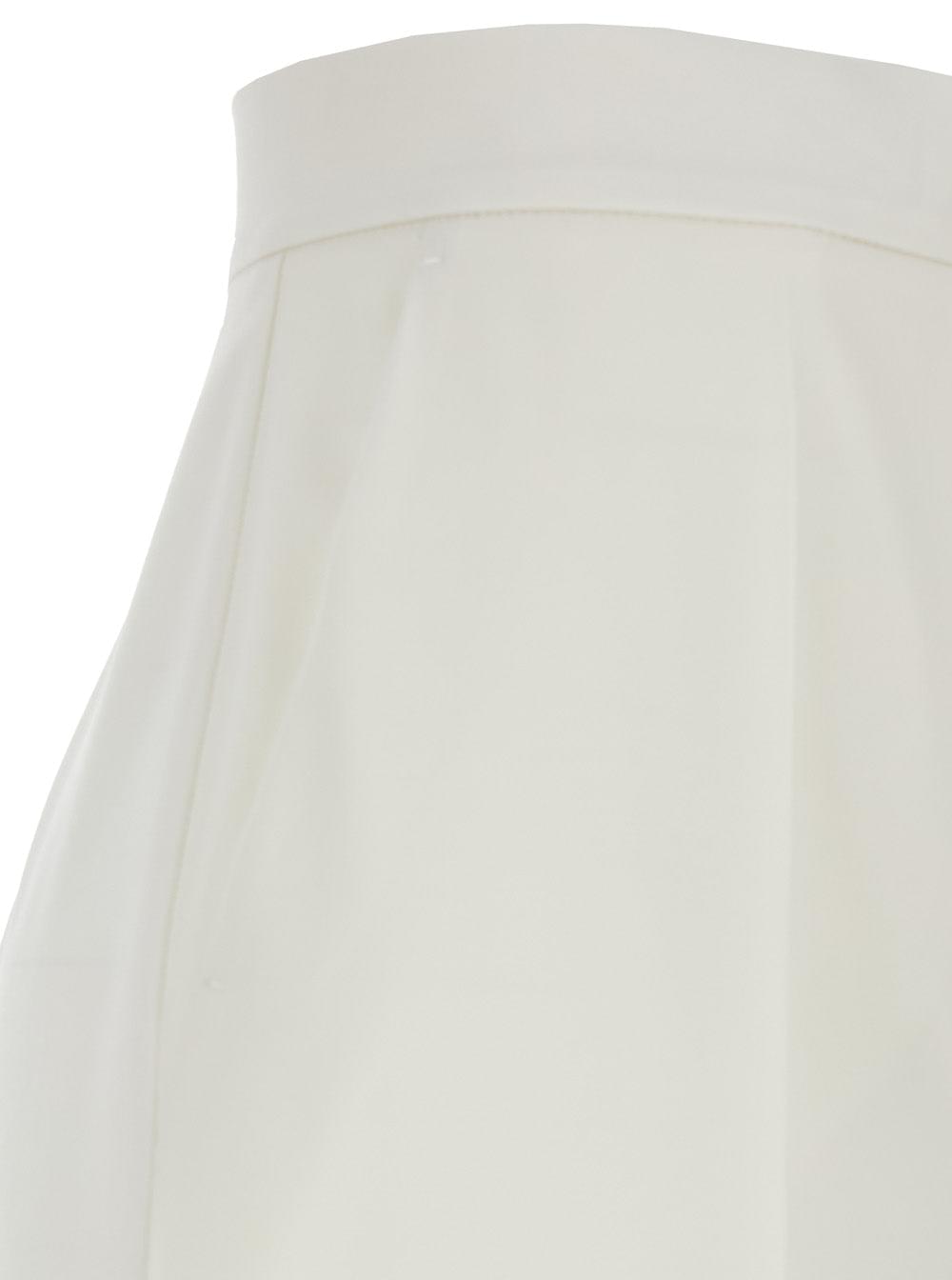 Max Mara Women 'Ninfa' White Wide Leg Pants In Virgin Wool Woman