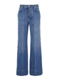 Bottega Veneta Women 'Vintage Indigo' Blue Jeans With Turn-Up Hem In Cotton Blend Woman