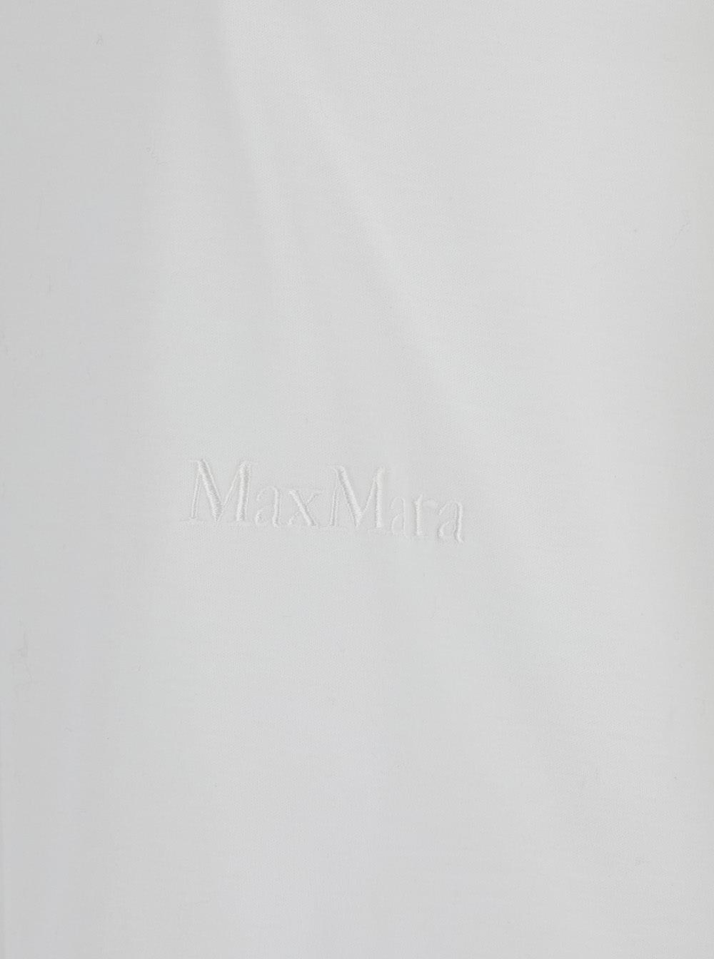 Max Mara Women 'Nerina' White Crewneck T-Shirt With Tonal Logo Lettering On The Front In Cotton Woman