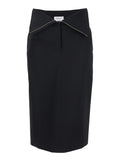 Alexander Mcqueen Women Black Skirt With Foldover Waist And Rear Single Slit In Wool Woman