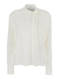 Alexander Mcqueen Women White Blouse With Scarf Detail On The Front In Silk Woman