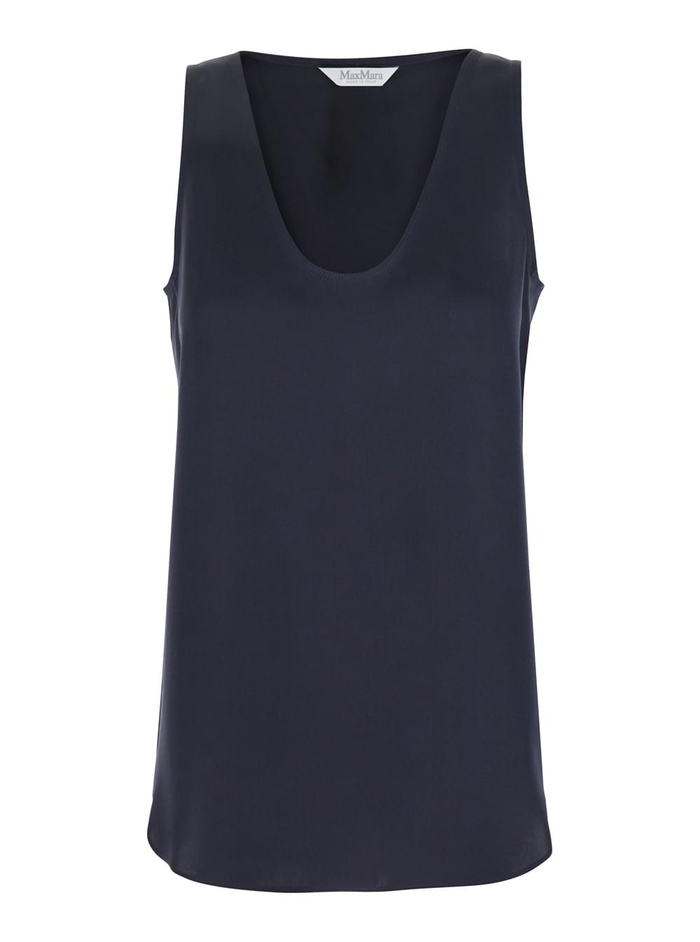 Max Mara Women 'Filly' Blue Sleeveless Top With Round Neck In Silk Woman