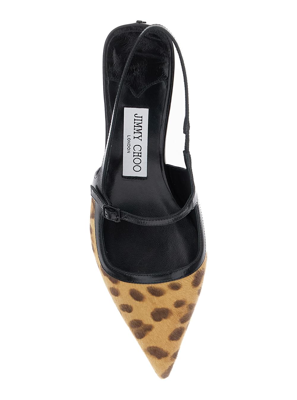Jimmy Choo Women 'Didi' Brown Slingback Pumps With Leopard Motif And Sculpted Heel In Leather Woman