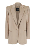 The Andamane Women 'Guia' Beige Single-Breasted Jacket With Notched Revers And Shoulder Pads In Wool Blend Stretch Woman