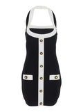 Balmain Women Black Dress With Square Neckline And Decorative Buttons In Viscose Blend Women