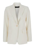 Max Mara Women 'Palchi' White Jacket With Classic Lapels In Virgin Wool Woman