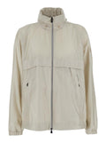 Moncler Grenoble Men 'Negara' Beige Jacket With Logo Print On The Front And Removable Hood In Tech Fabric Man