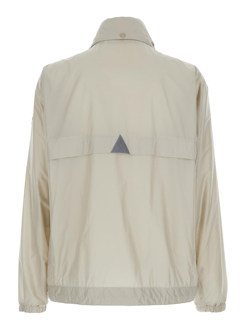 Moncler Grenoble Men 'Negara' Beige Jacket With Logo Print On The Front And Removable Hood In Tech Fabric Man