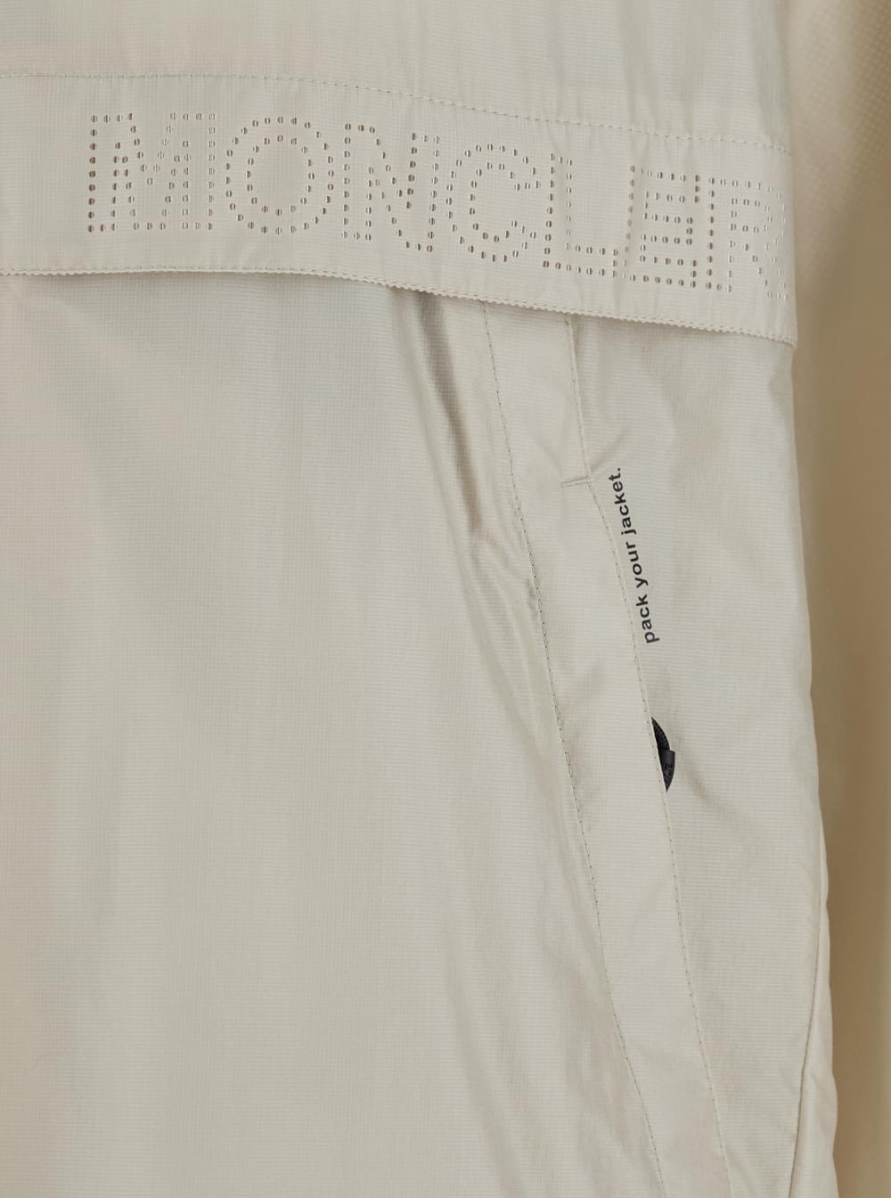 Moncler Grenoble Men 'Negara' Beige Jacket With Logo Print On The Front And Removable Hood In Tech Fabric Man
