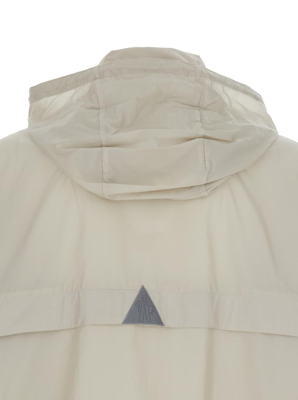 Moncler Grenoble Men 'Negara' Beige Jacket With Logo Print On The Front And Removable Hood In Tech Fabric Man