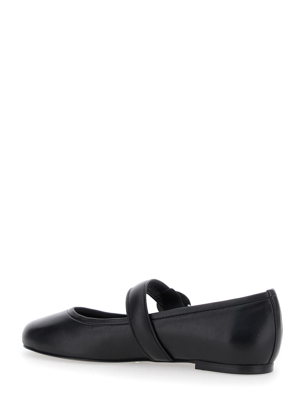 Coperni Women Black Ballerinas With Metallic Logo And Strap In Smooth Leather Woman