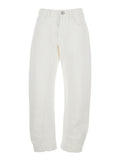 Jil Sander Women White Jeans With Logo Patch On The Rear And Fringed Hem In Denim Woman