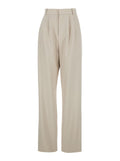 Saint Laurent Women Beige Pants With Belt Loops And Pences On The Front In Wool Woman