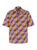 Gucci Men Multicolor Bowling Shirt With Cuban Collar And All-Over Print In Cotton Man
