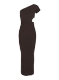 Max Mara Women 'Arda' Brown Long Dress With Cut-Out And One-Shoulder Design In Viscose Blend Woman