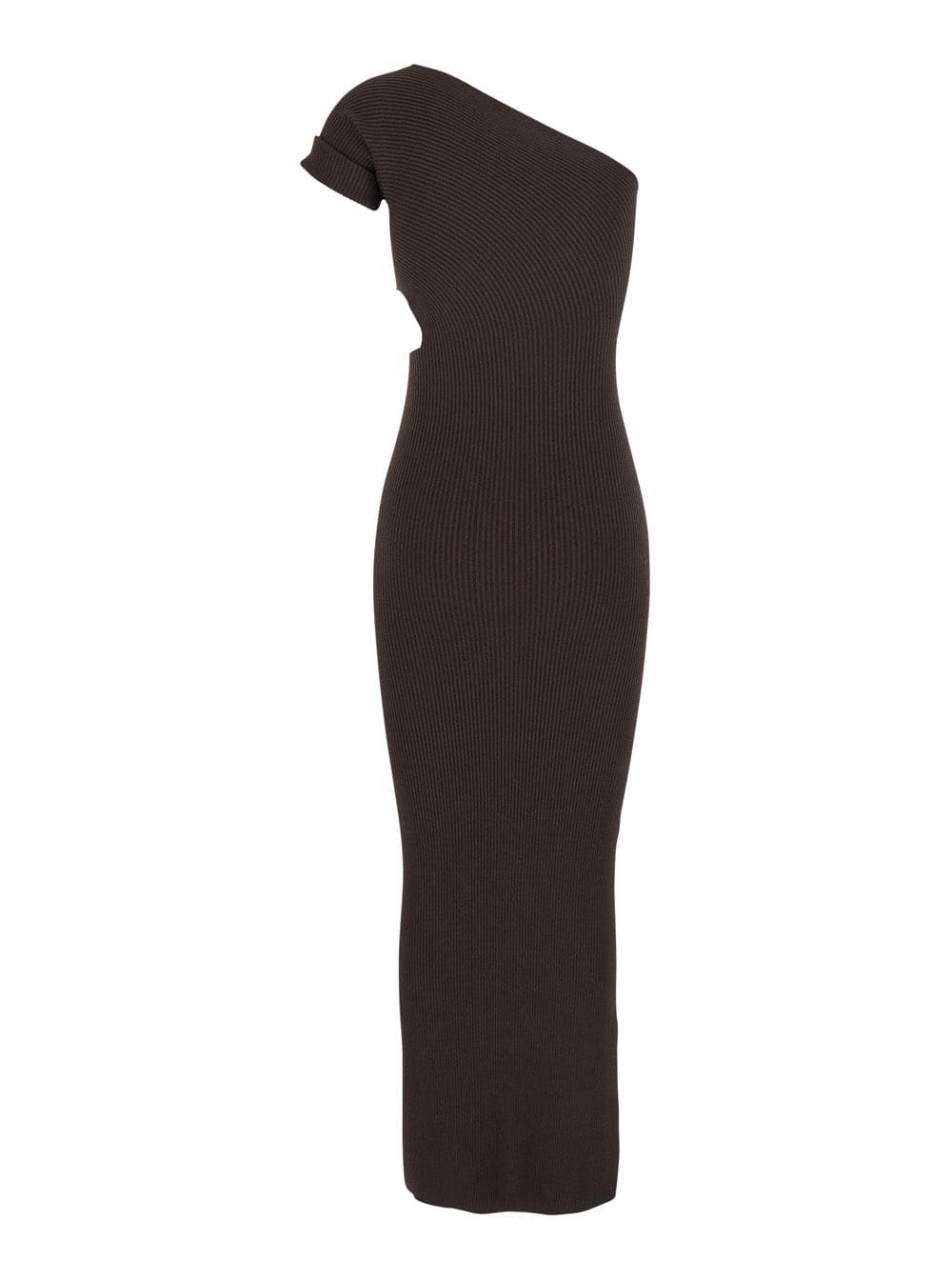Max Mara Women 'Arda' Brown Long Dress With Cut-Out And One-Shoulder Design In Viscose Blend Woman