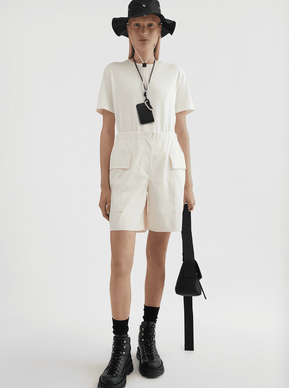 Jil Sander Women White Crewneck T-Shirt With Logo Patch Applied On The Back In Cotton Woman